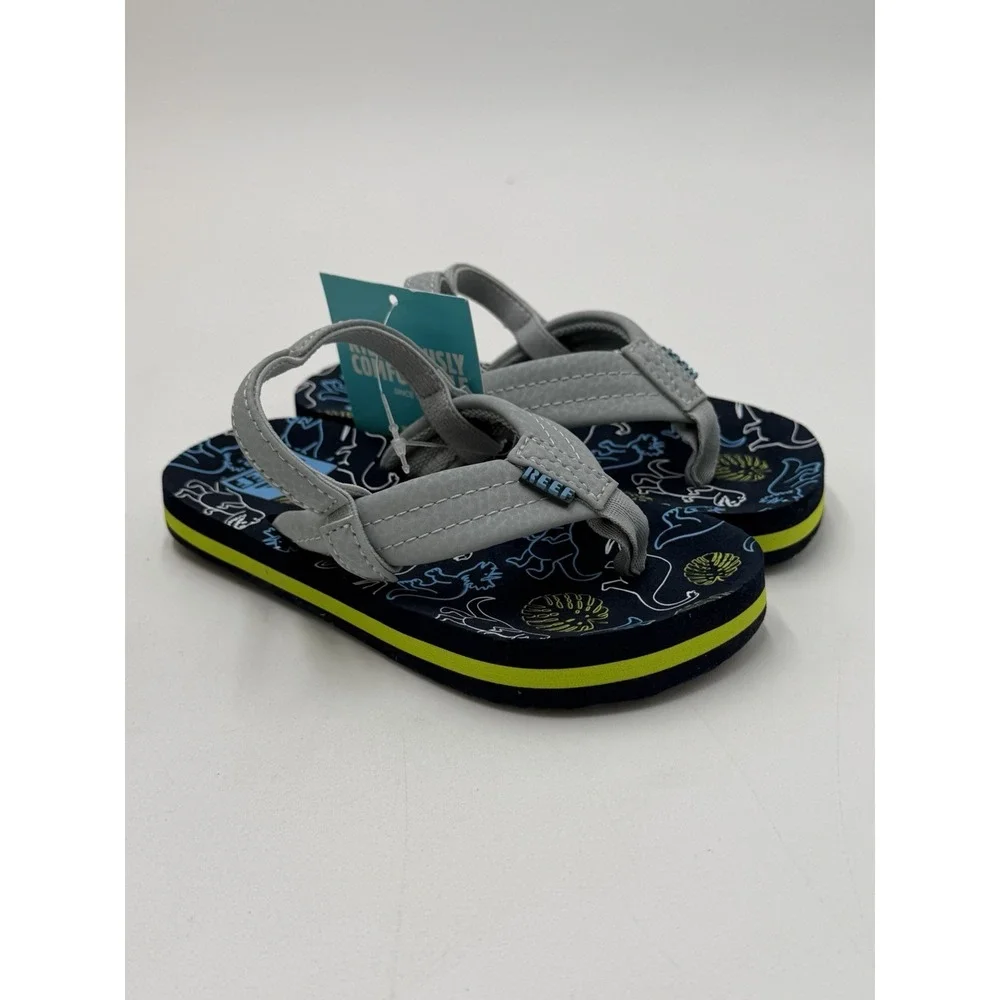 Reef Toddler Little Ahi Water Friendly Dino Flip Flop Boys Girls Size 10 New